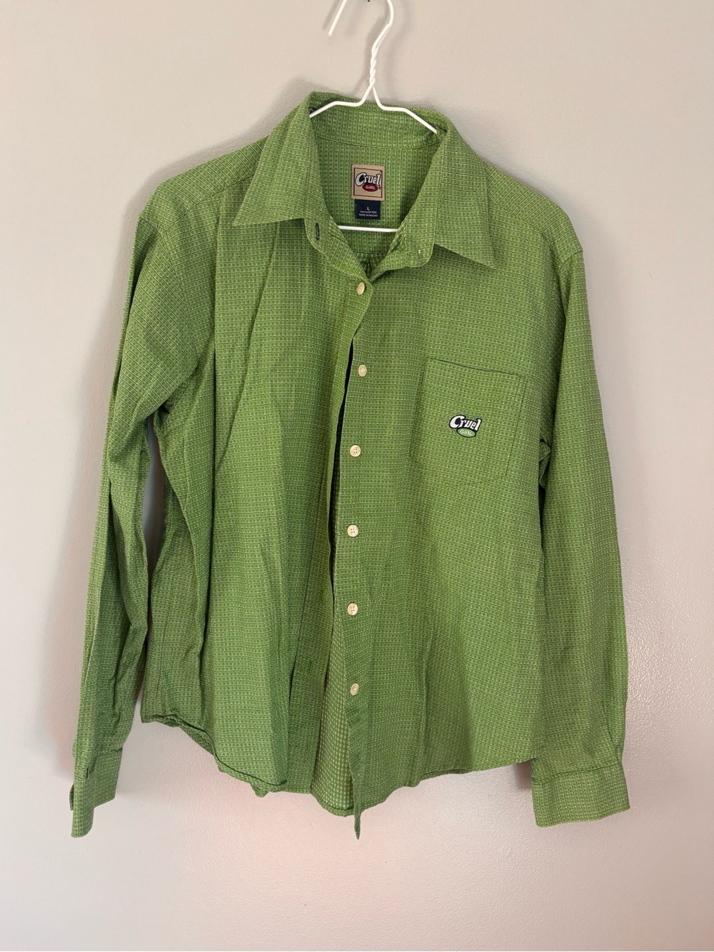 Cruel Girl Button Up Shirt. Womens Large. Button. Front pocket.